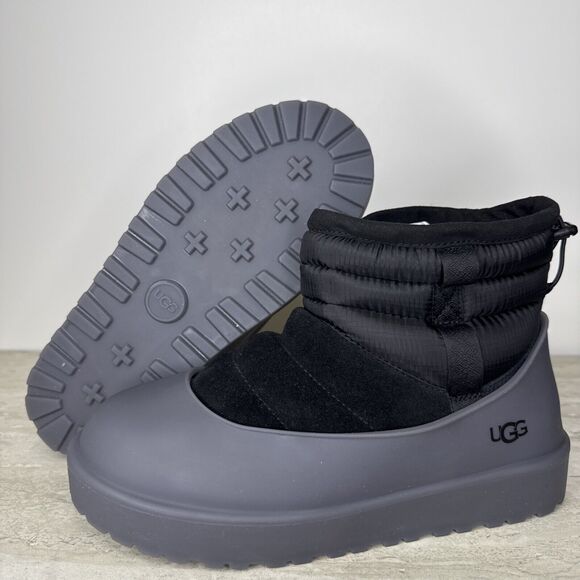 UGG Classic Mini Pull-On Weather Black Suede Sheepskin Boots Men\'s Size 8 main image 10